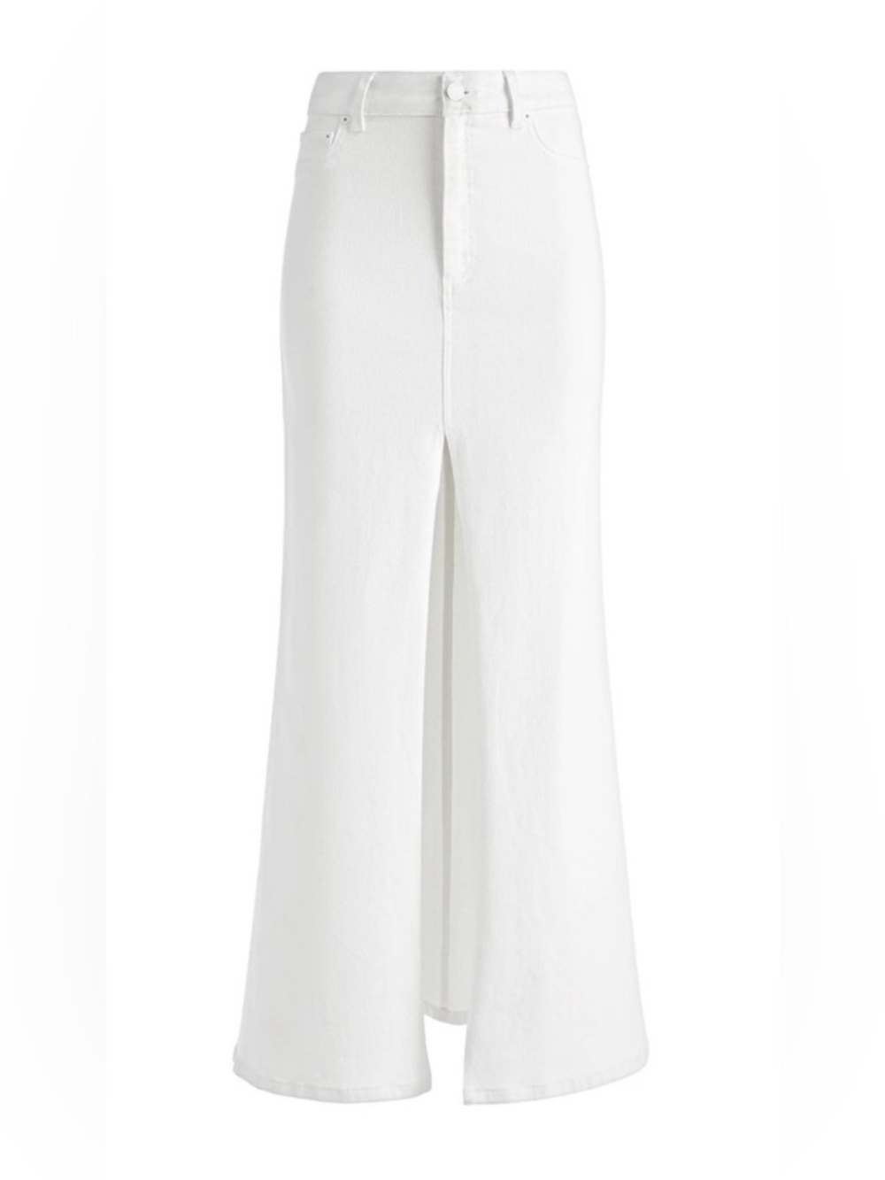 Alice + Olivia White High-Waist Maxi Skirt with Front Slit